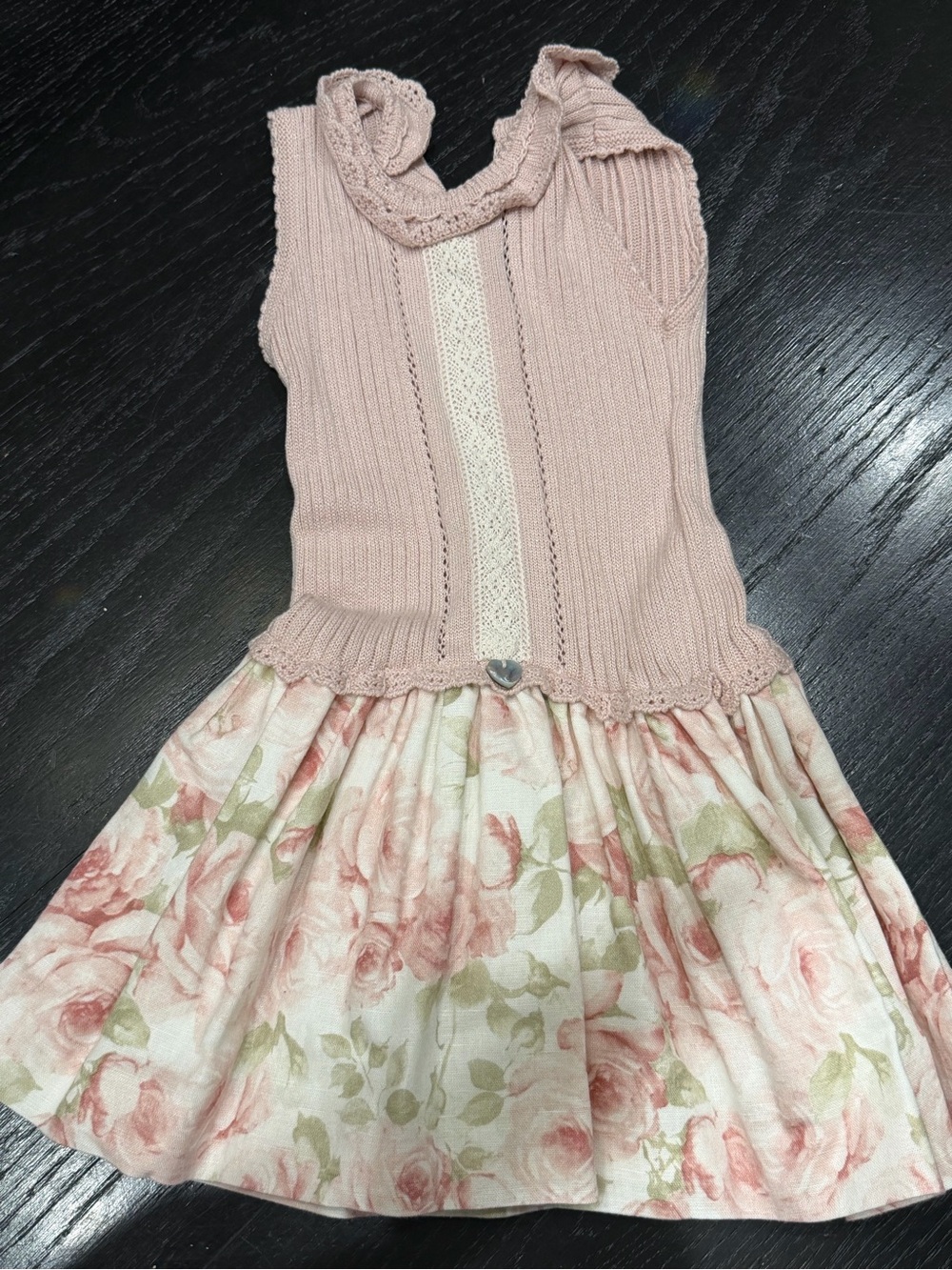 Girls Pink Floral Knit Top Dress